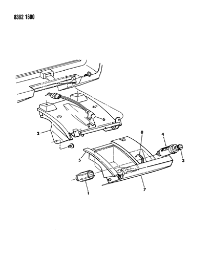 1988 Dodge Ramcharger Instrument Panel Cigar Lighter & Ash Receiver Diagram