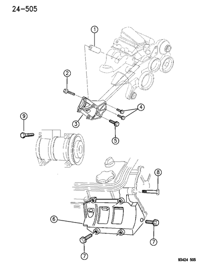 1993 Dodge Intrepid Compressor & Mounting Diagram