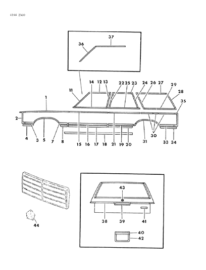 1984 Dodge 600 Mouldings & Ornamentation - Exterior View Diagram 4