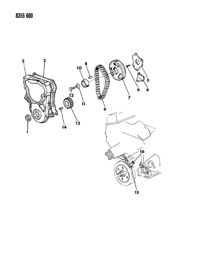 1989 Dodge W250 Timing Belt & Covers & Intermediate Shaft & Indicator Diagram