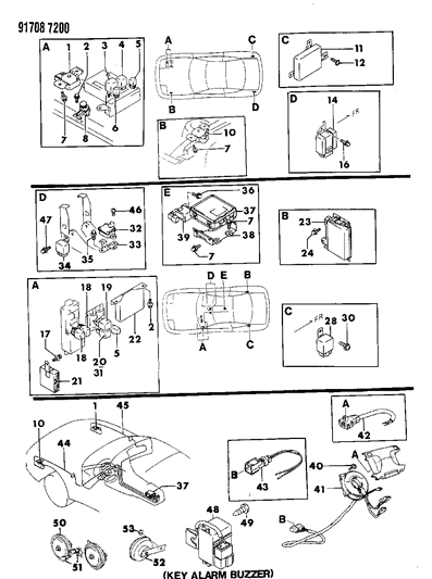 1991 Dodge Stealth Horn - Relay - Flasher - Timer Diagram