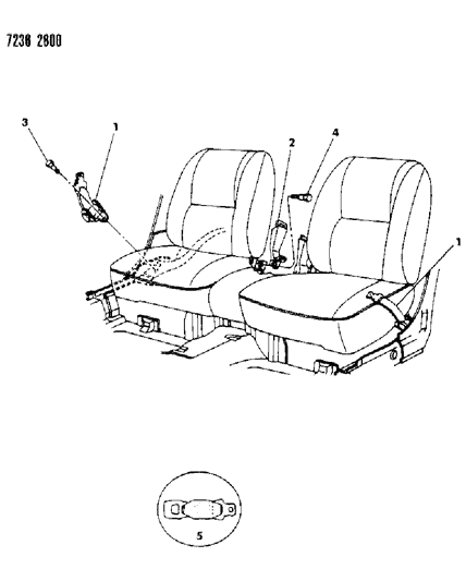 1987 Dodge Daytona Belt - Front Seat Diagram 2