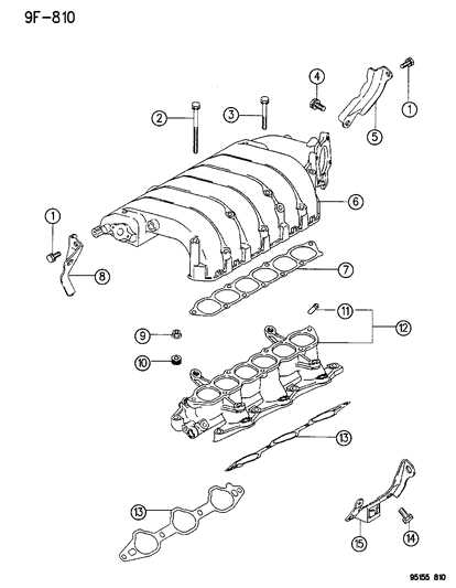 1996 Chrysler Cirrus Manifolds - Intake & Exhaust Diagram 5