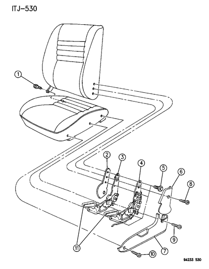1994 Chrysler LeBaron Seat - Reclining J Body Diagram