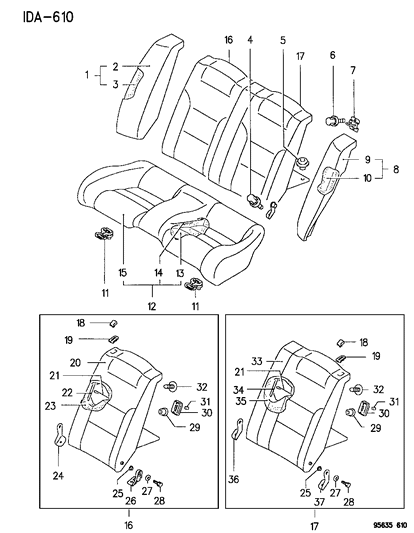 1995 Dodge Avenger Rear Seat Diagram