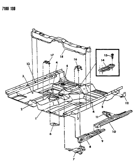 1987 Dodge Charger Floor Pan Front Diagram