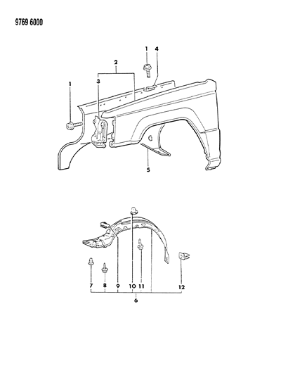 1989 Dodge Ram 50 Fender Front Diagram