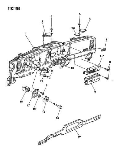 1989 Chrysler LeBaron Instrument Panel- Panel, Speakers & Switches Diagram