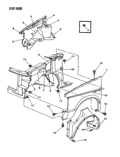 1988 Dodge Grand Caravan Fender & Shield Diagram