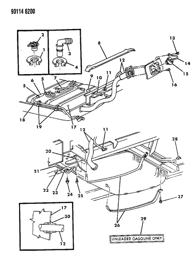 1990 Dodge Grand Caravan GROMMET-Fuel Tank Filler Tube Diagram for 4279279