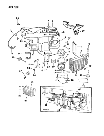 1988 Chrysler LeBaron Premium Air Conditioning & Heater Unit Diagram