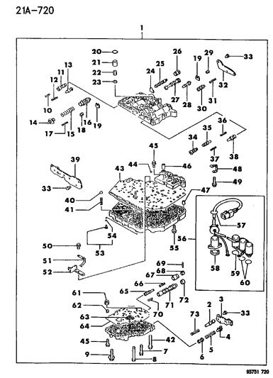 1995 Dodge Stealth Valve Body & Components Diagram