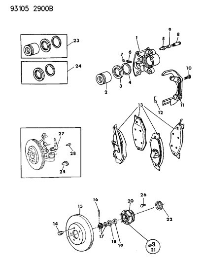 1993 Dodge Grand Caravan Brakes, Front Diagram 2