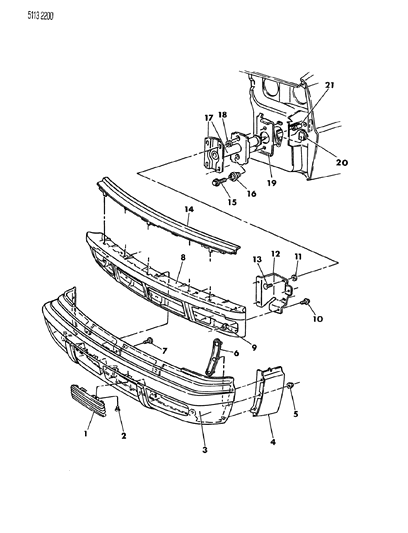 1985 Chrysler LeBaron GTS Fascia, Bumper Front Diagram