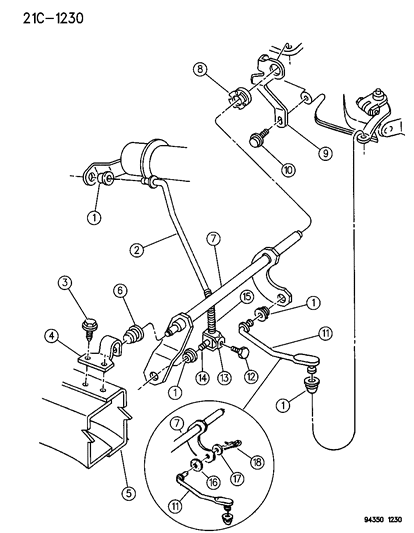 1995 Dodge Dakota Controls , Gearshift , Lower Diagram 1