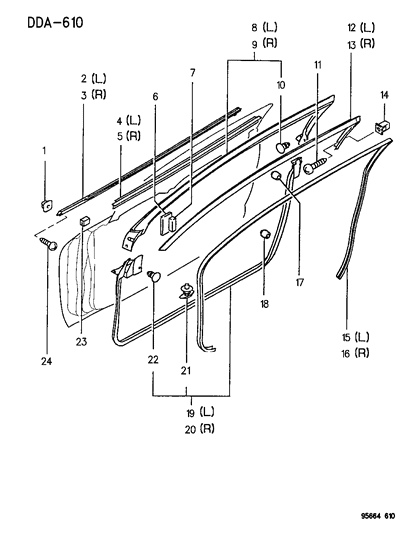 1995 Dodge Avenger Weatherstrip Diagram for MB926007