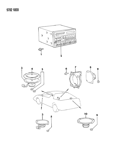 1989 Chrysler Conquest Radio & Speakers Diagram