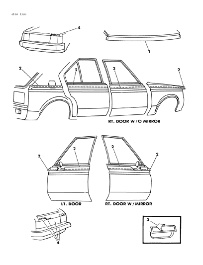 1984 Dodge Omni Tape Stripes & Decals - Exterior View Diagram 2