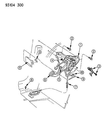 1993 Dodge Shadow Lever - Parking Brake Diagram