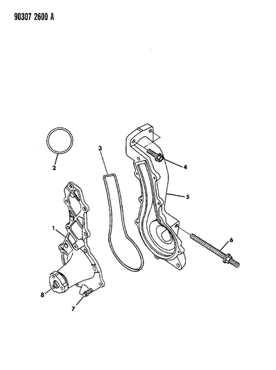 1990 Dodge D250 Water Pump & Related Parts Diagram 1