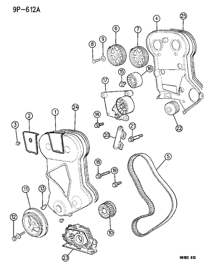 1996 Dodge Stratus Timing Belt , Cover And Balance Shafts Diagram 2