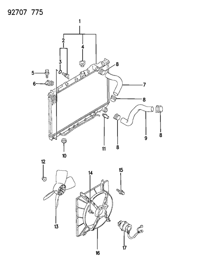 1994 Dodge Colt Radiator & Related Parts Diagram