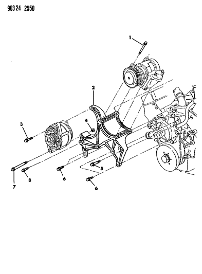 1991 Dodge Dakota Mounting - A/C Compressor Diagram 3