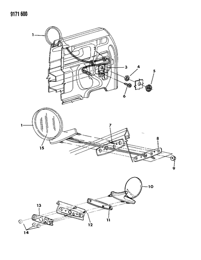 1989 Dodge Omni Mirror - Exterior Diagram