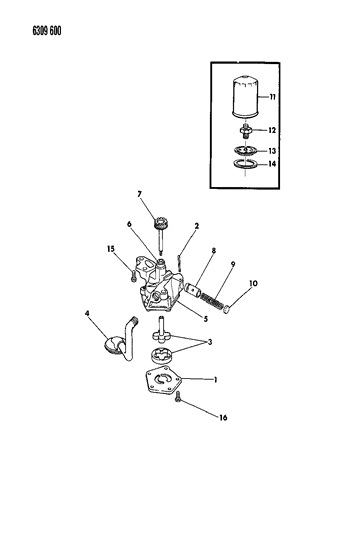 1987 Dodge W250 Oil Pump & Oil Filter Diagram 2