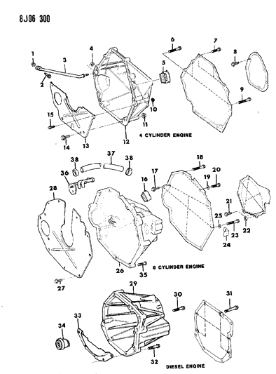 1988 Jeep Cherokee Housing Clutch Machining Diagram for 53001164