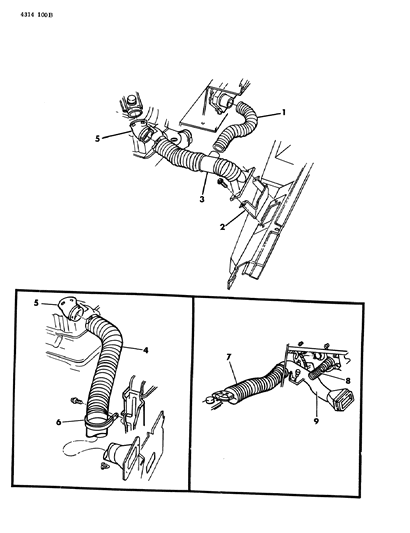 1984 Dodge D150 Fresh Air Intake System Diagram