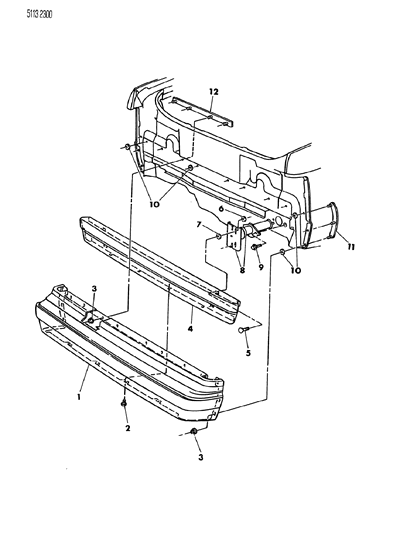 1985 Dodge Lancer Fascia, Bumper Rear Diagram