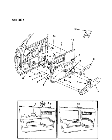 1987 Chrysler LeBaron GTS Door Trim - Front Diagram
