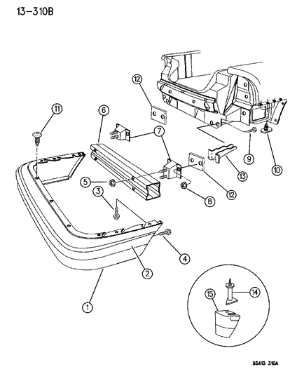 1994 Dodge Intrepid Fascia, Rear Diagram