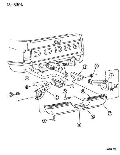 1994 Dodge Ram 1500 Bumper, Rear Diagram