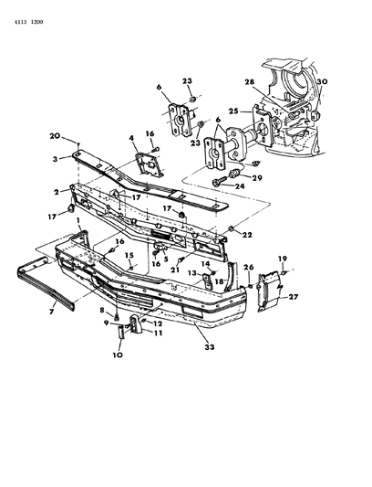 1984 Dodge Daytona Bumper, Front Diagram