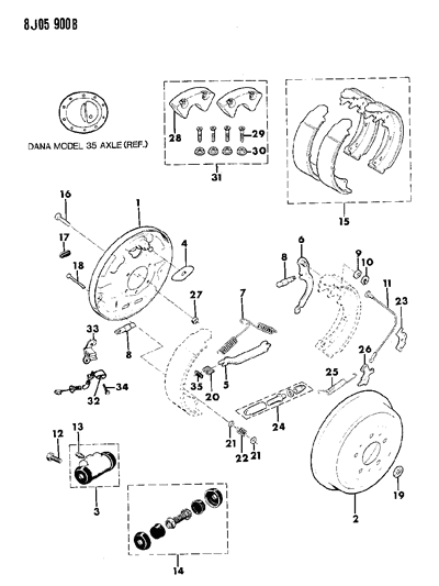 1987 Jeep Wagoneer Adjuster Diagram for 52001216