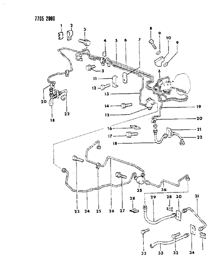 1987 Chrysler Conquest RETAINER-Clip,Frame Brake Fluid Line Diagram for MB044570