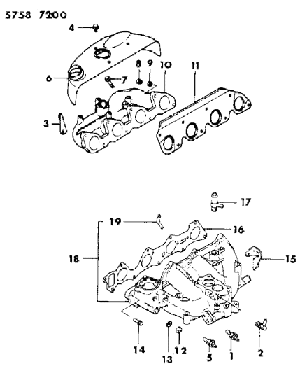 1986 Dodge Ram 50 Manifold - Intake & Exhaust Diagram 1