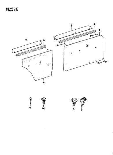 1991 Jeep Grand Wagoneer Panels - Door Trim Diagram