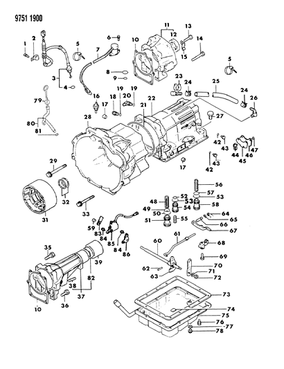 1989 Dodge Ram 50 O Ring-Automatic Transmission Case Diagram for MD951630