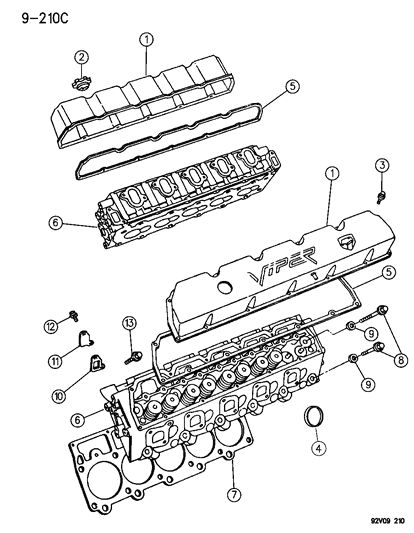 1996 Dodge Viper Cover-Cylinder Head Right Diagram for 4763754