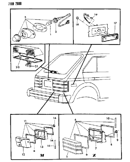 1987 Dodge Charger Lamps & Wiring - Rear Diagram 2