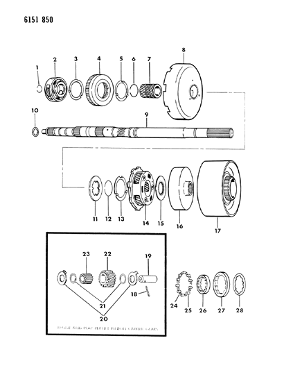 1986 Dodge Diplomat Gear Train & Output Shaft Diagram 1