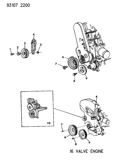 1993 Chrysler Town & Country Drive Pulleys Diagram 1
