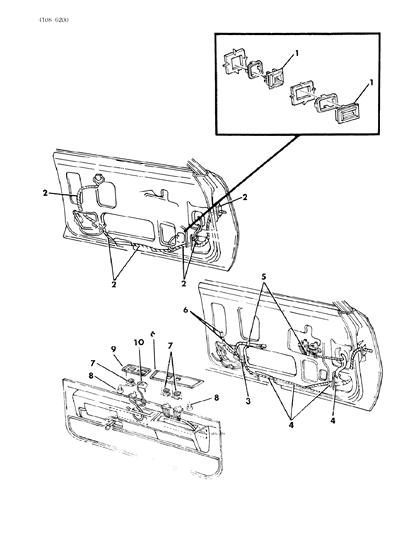 1984 Chrysler Town & Country Wiring & Switches - Front Door Diagram