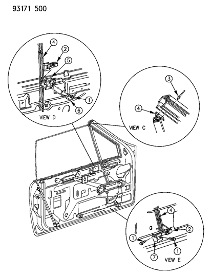 1993 Dodge Shadow Door, Front Diagram 3