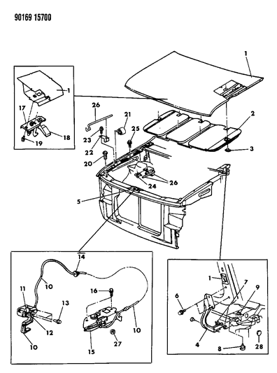 1990 Chrysler Town & Country Hood & Hood Release Diagram