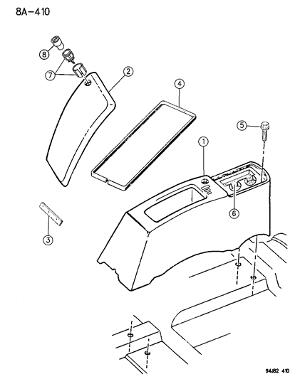 1994 Jeep Wrangler Console, Floor Diagram