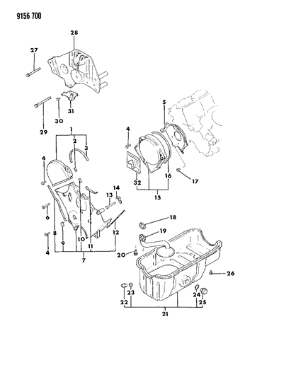 1989 Chrysler New Yorker Cover V6 Asm T/BELT Front Diagram for MD104024